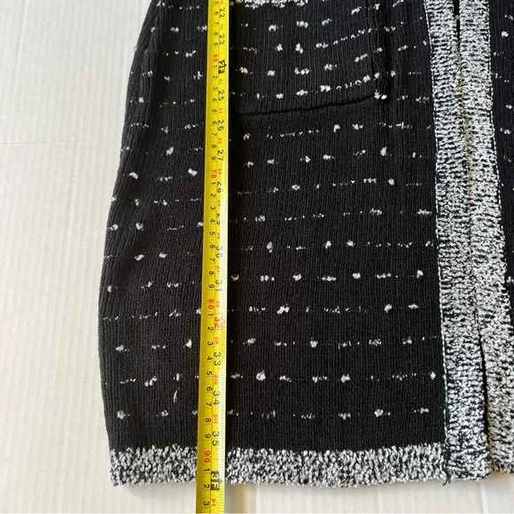 Neiman Marcus M Black White Open Cardigan Sweater - Picture 3 of 15